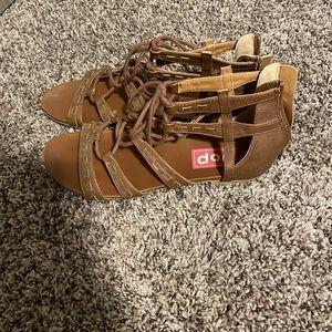 Brown lace up sandals
